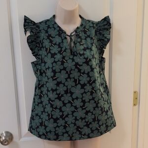 AVARA Floral Ruffle Detail Blouse